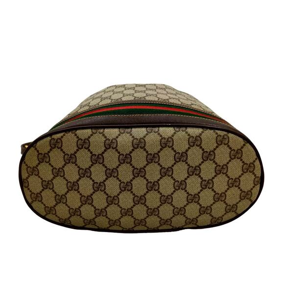 Vintage Gucci Monogram Bucket Bag with Web Stripe – Brown - Picture 6 of 14